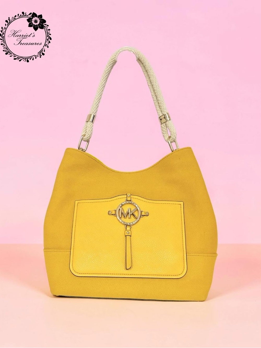 Michael Kors Yellow Leather Shoulder Tote with Rope Handle - Picture 1 of 7
